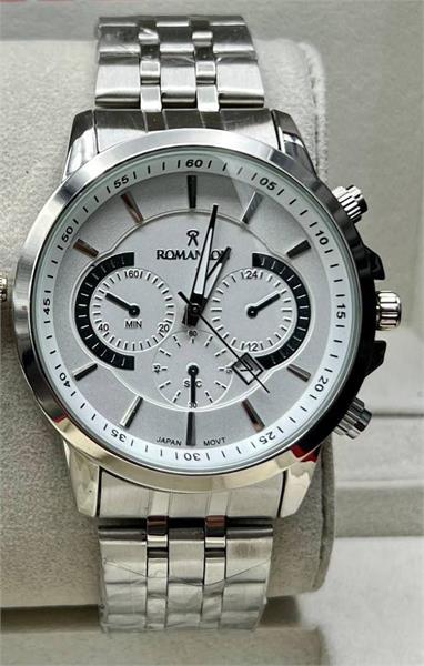 ساعت مردانه رومانسون مدل کوکو جدید بند نقره ای صفحه سفید - کد361